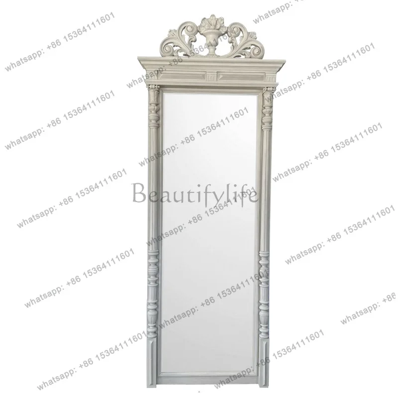 

European style full body mirror French retro boutique carved floor mirror