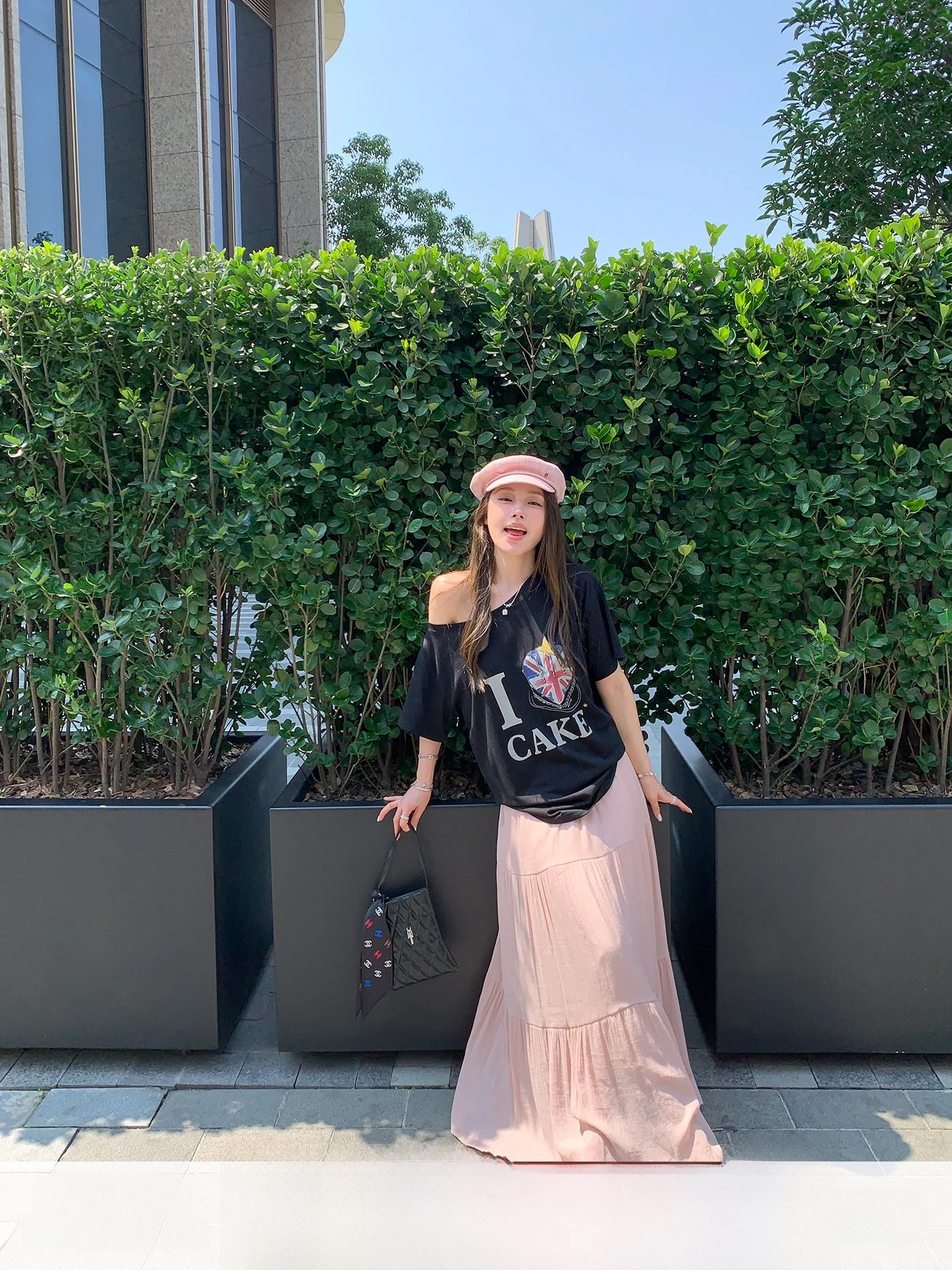 

Anneop High Waist Elastic Midi Skirt Women's Summer Cake Skirt A-Line Midi Skirt Polyester Spandex Blend Korean Sle