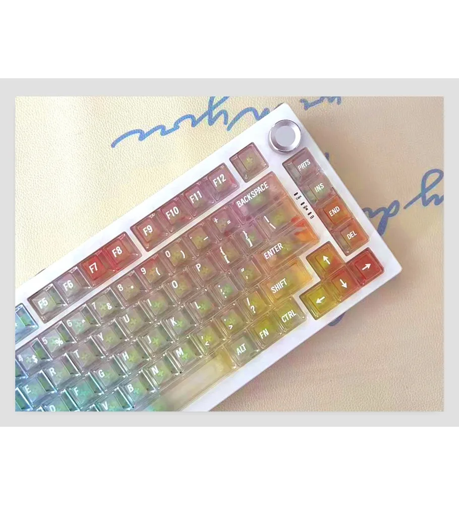 Xingmang new personalized PBT full color fog transparent keycap gradual change adaptation 68 keys 87 keys 108 keys