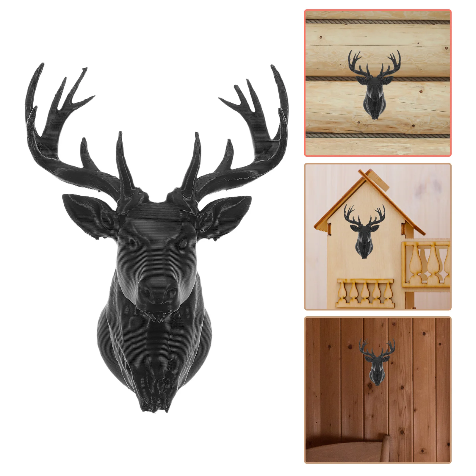 

Mini Deer Head Wall Decor Boho Style Plastic Antlers Decorative Reindeer Mount Sculpture for Living Room Bedroom