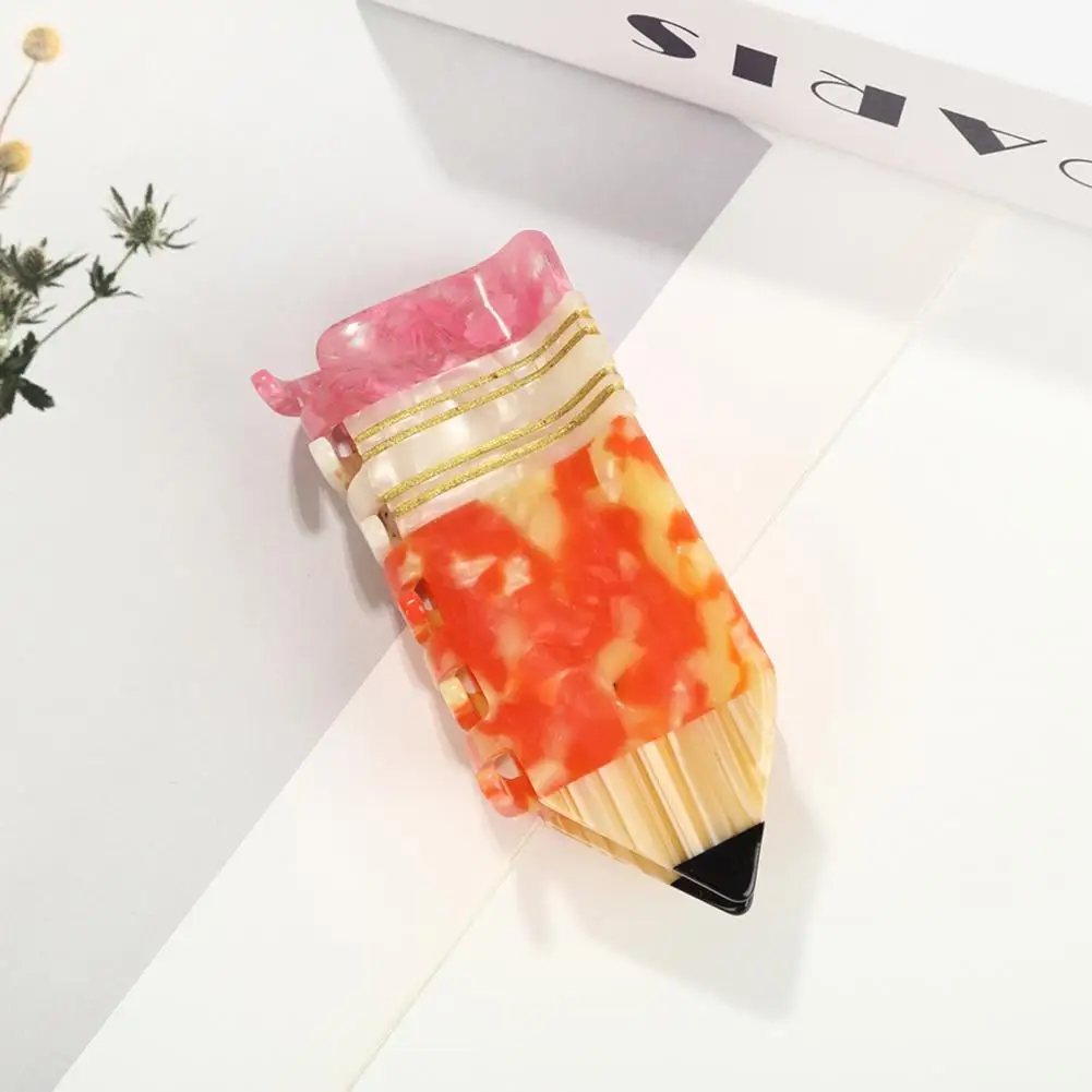 

Women Hair Claw Shark Hair Claw Clip Lightweight Anti-slip Teeth Hair Claw Acetic Acid Pencil Shape Clip for Back Head Styling