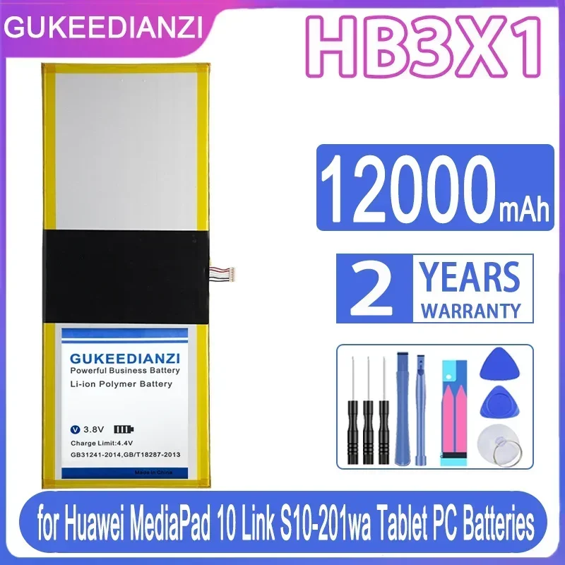 

GUKEEDIANZI Replacement Battery HB3X1 12000mAh For Huawei MediaPad 10 Link S10-201wa S10-201WA 201u MediaPad10