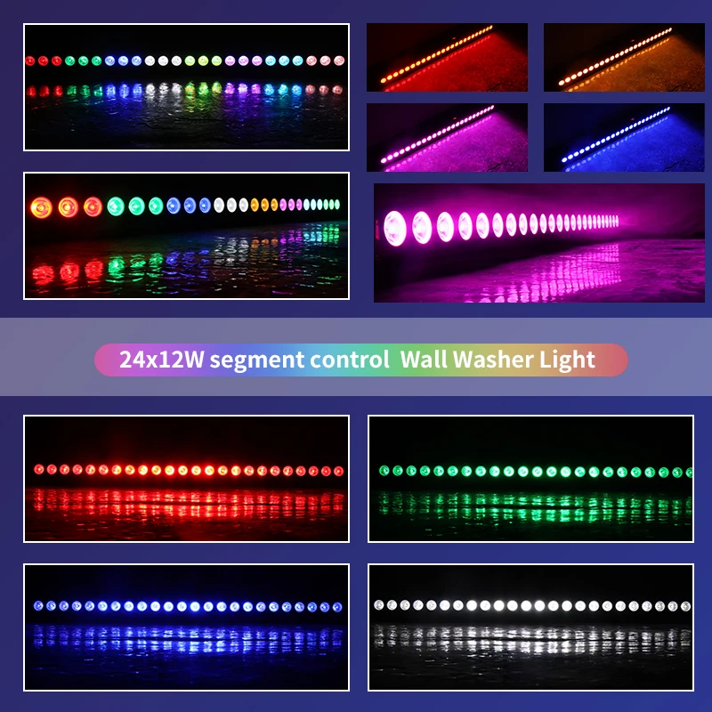 Ultra Wide Angle LED Strip Light, Wall Washer, Controle DMX, Show de palco profissional, DJ Disco Equipamento RGB, 24x3W, 24x12W