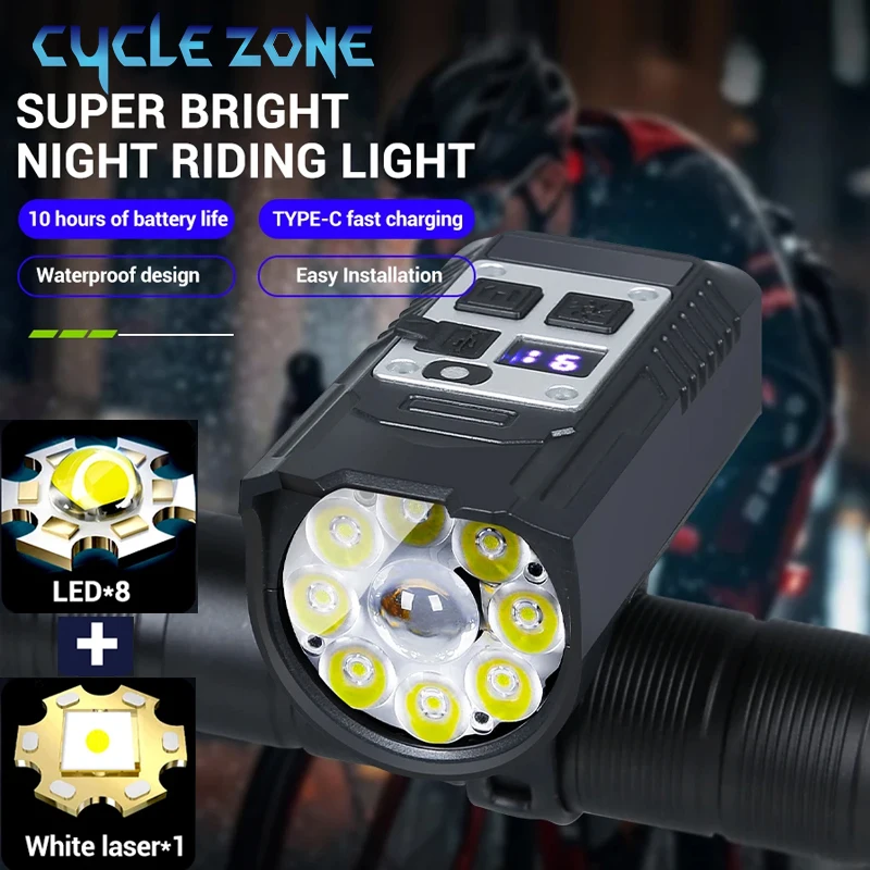9LED دراجة إضاءة دراجة هوائية نوع C قابلة للشحن دراجة الطريق الجبلية الجبهة الخلفية المصباح مصباح يدوي الدراجات ضوء الدراجات الملحقات
