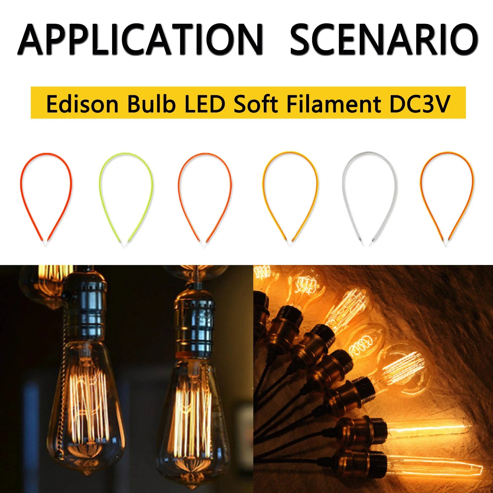 Ampoule LED Edison, six documents, filament DC3V 60mm 95mm 145mm 185mm, filament flexible 100mA Diode, accessoires d'éclairage décoratifs