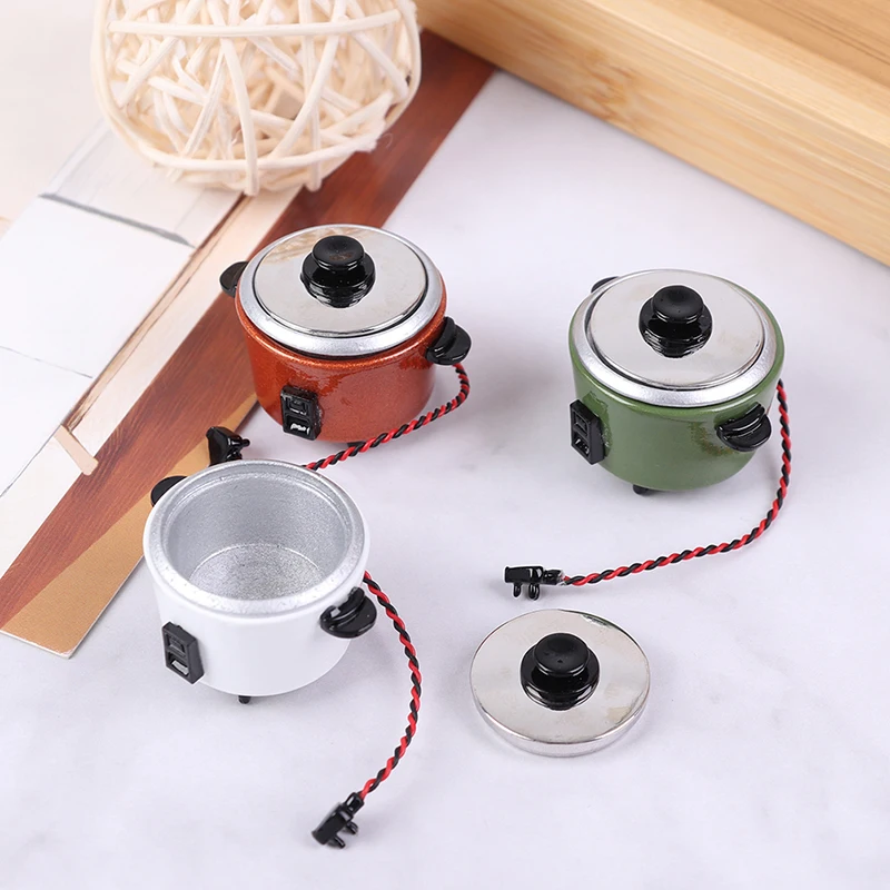 Miniatura de Panela de Arroz em Escala 1/12 para Casa de Bonecas, Modelo de Simulação de Eletrodoméstico de Cozinha, Acessórios para Brinquedos de Faz de Conta, Presente