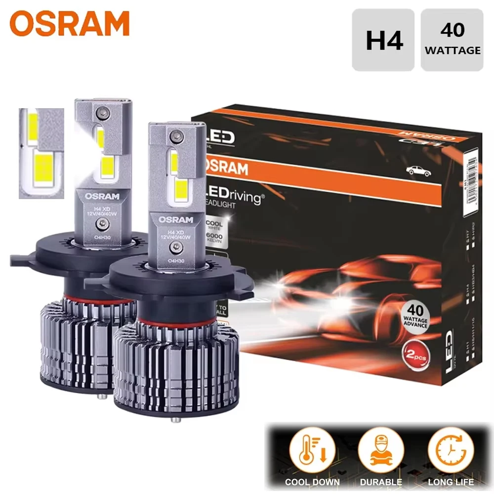 

OSRAM LED H4 9003 HB2 XLZ Advance 40 Вт Яркие люменные автоматические лампы 6000K Белый светодиодный модернизационный турбовентилятор дальнего ближнего света P43t 12/24 В Пара