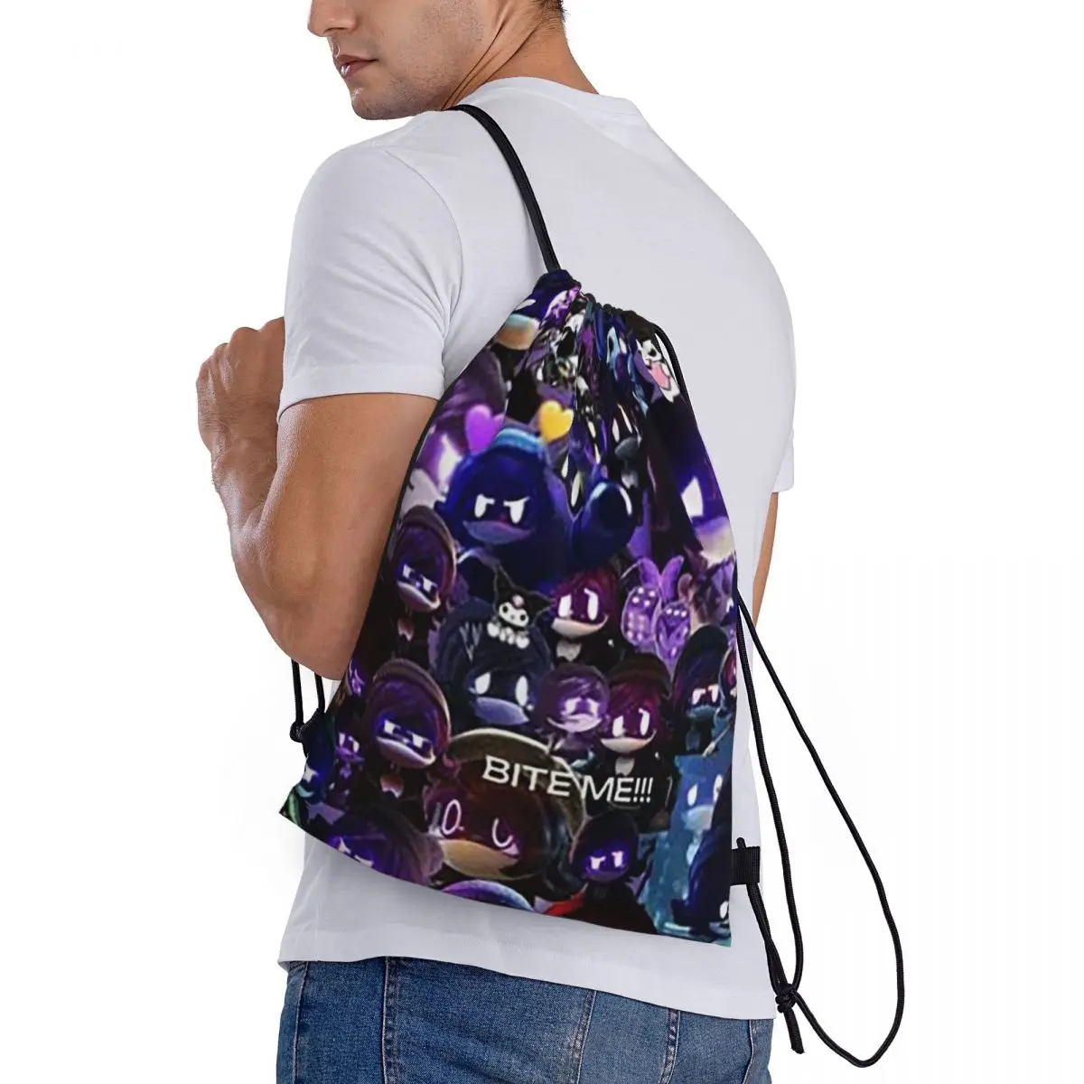 

Murder Drones Uzi Collage Backpacks Casual Drawstring Bundle Pocket Shoes Bag Book Bags for Travel School