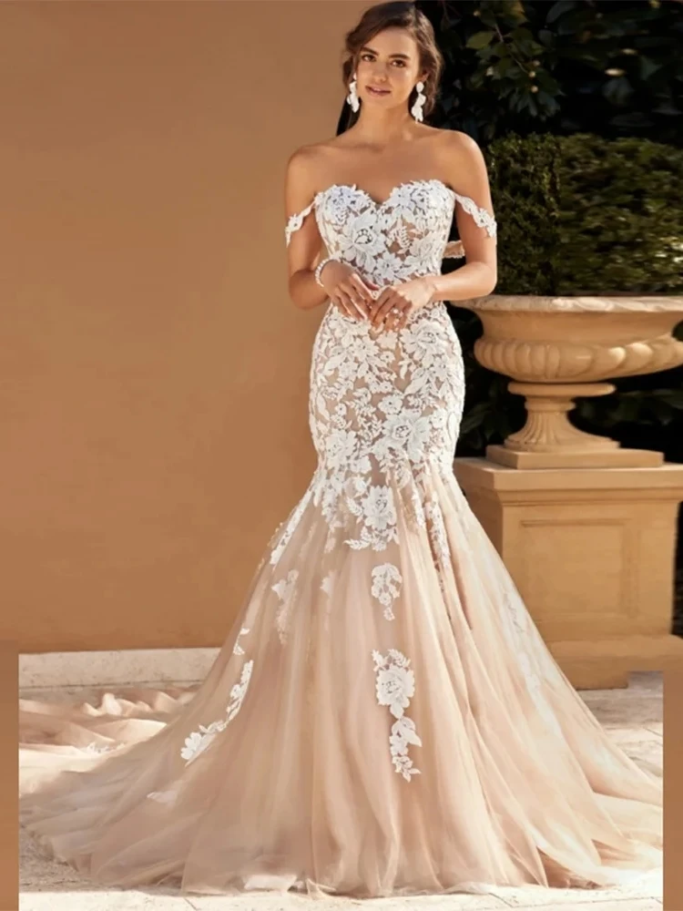 Exquisite Brautkleider für Frauen 2024 Schatz Brautkleider Spitzen applikationen Vintage Roben von der Schulter vestidos de novia