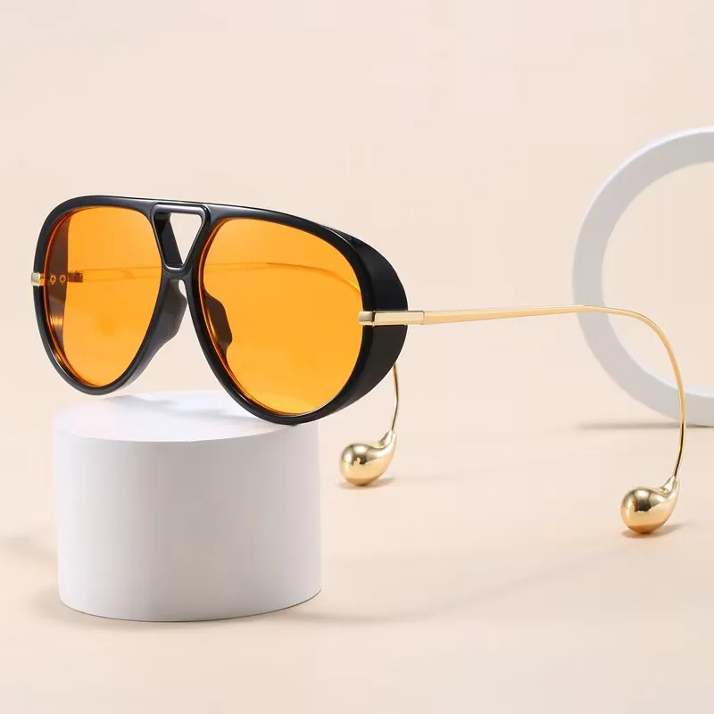 

Fashion Women Luxury Glasses Oversized Pilot Sunglasses Women For Men Popular Vintage Sun Glasses Punk Double Bridge Eyeglasses