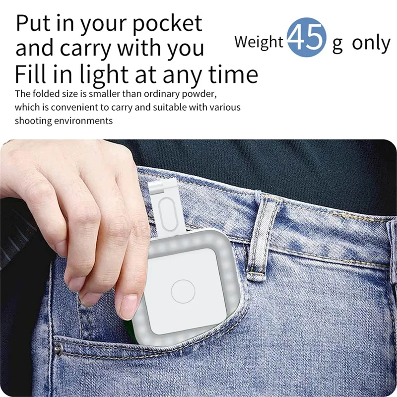 ミニ磁気LEDセルフィーランプ,iPhone, Magsafe, Samsung, Xiaomi,メイクアップ,写真撮影,ライブストリーミング用の電話ホルダー