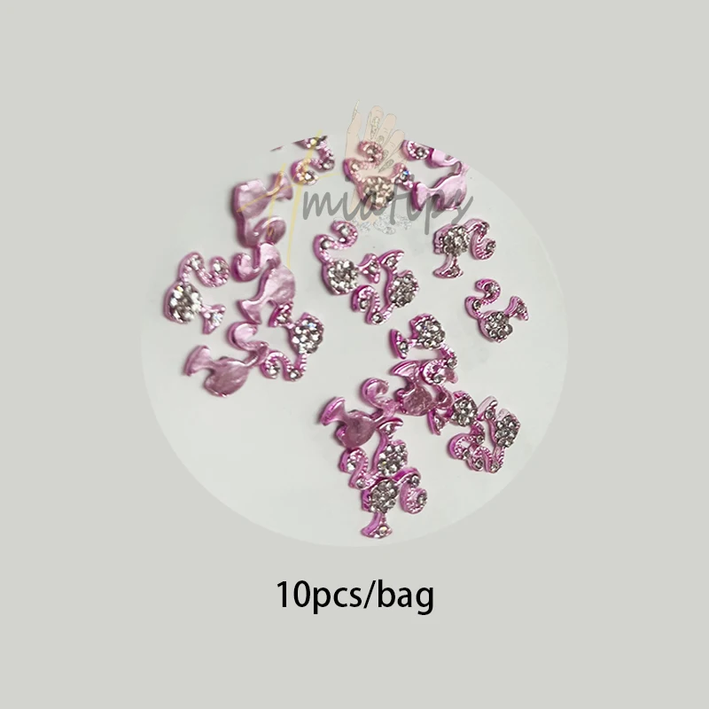 Dijes de uñas brillantes para niña, 10 piezas, joyería de aleación 3D de cristal para manualidades, accesorios de decoración de manicura