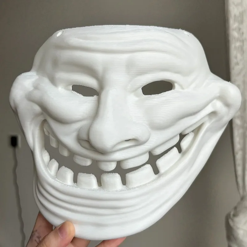 Maska Białego Trolla DIY Halloweenowa Maska na Bal Maskowy Kostium Rekwizyt Karnawałowy Impreza Rave Śmieszna Komiksowa Maska z Uśmiechem