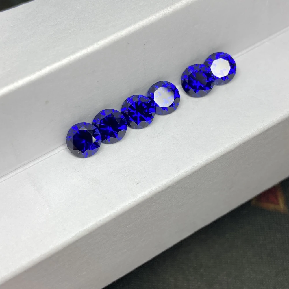 

4-12mm Round Cut Blue Sapphire 34# Corundum Stone Artificial Gemstone For Pendant Ring