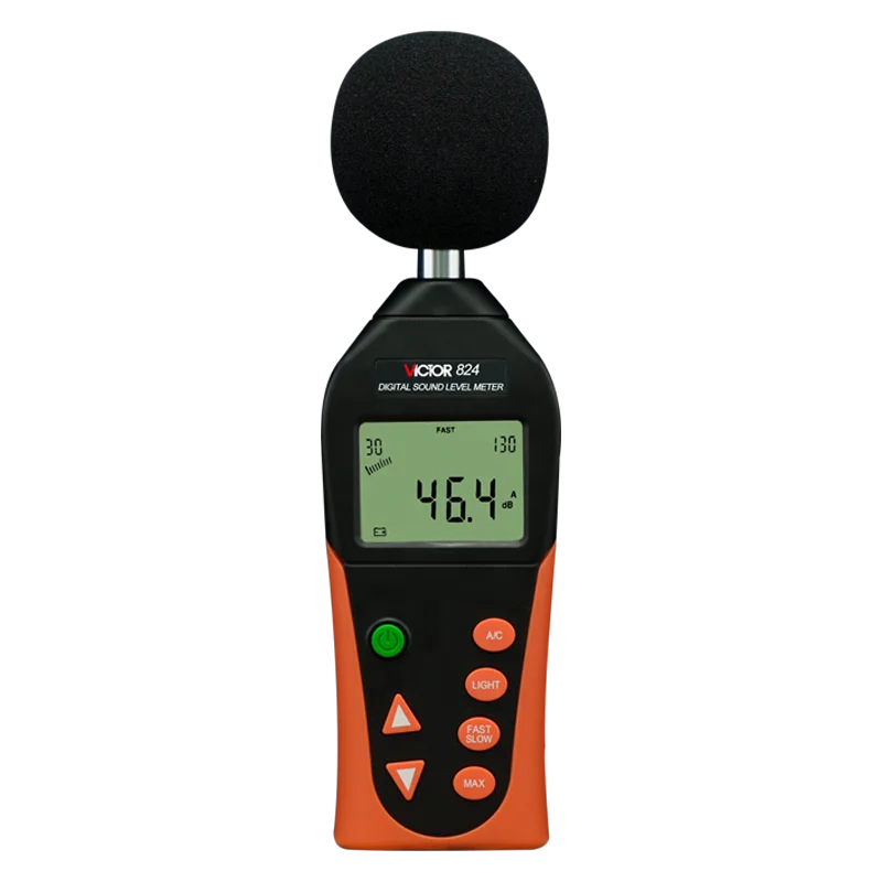 

VICTOR 824 30 ~ 130 дБ измеритель шума мониторинг окружающей среды цифровой измеритель уровня звука аудио измерительный прибор тестер шума