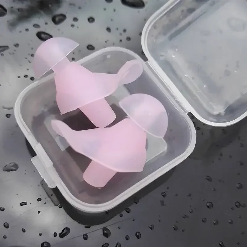 Imagem -01 - Soft Portable Silicone Ear Plugs com Caixa à Prova de Poeira Esportes Aquáticos Acessórios de Natação Mergulho Impermeável soft portable silicone ear plugs com caixa a prova de poeira esportes aquaticos acessorios de natacao mergulho impermeavel 01