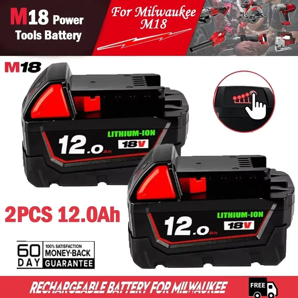 

YE For Milwaukee 48-11-1852 XC 12.0 Ah Capacity Battery 18V Power Tools Rechargeable Li-ion Battery 48-11-1815 48-11-1850 L50