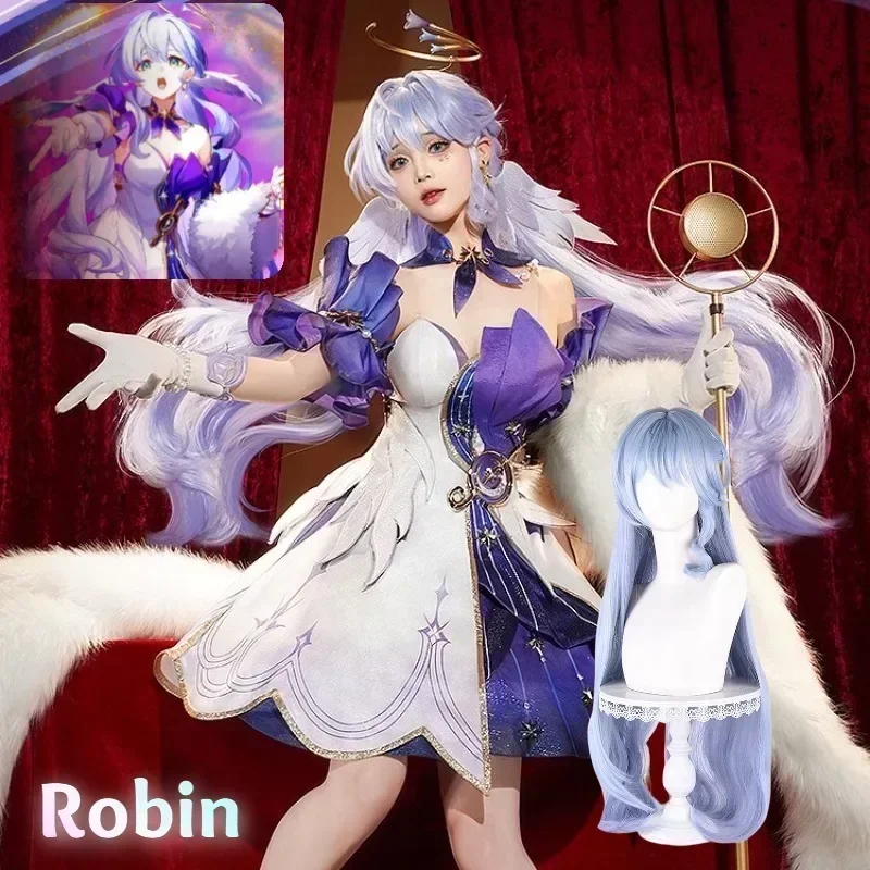 

Honkai Star Rai Robin Cosplay Costume Anime Role Play Clothes Women Outfit Dress Robins COS Wig for Carnival Party