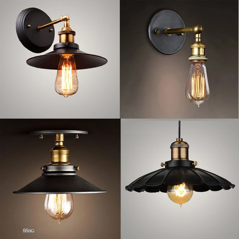 

Modern Brief Edison bulb North European Vintage Iron lamp bedroom bar lighting black Ceiling lights