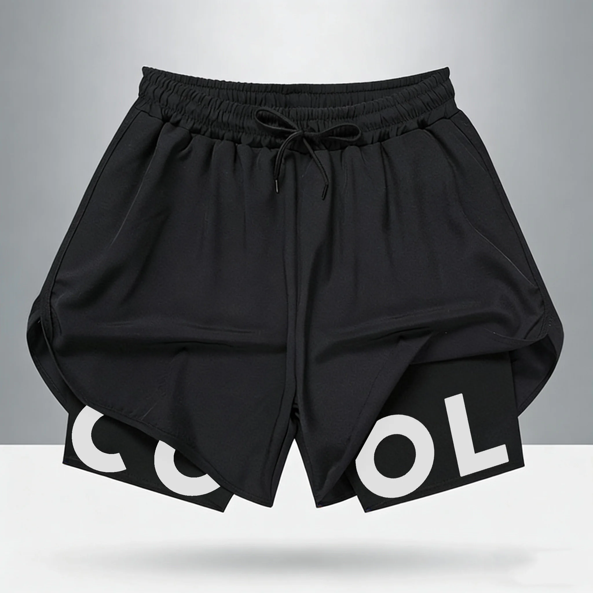 

2026 Men's 2-in-1 Running Shorts GYM Warriors Print Quick Dry Breathable Athletic Shorts with Liner Workout Training Gym Shorts