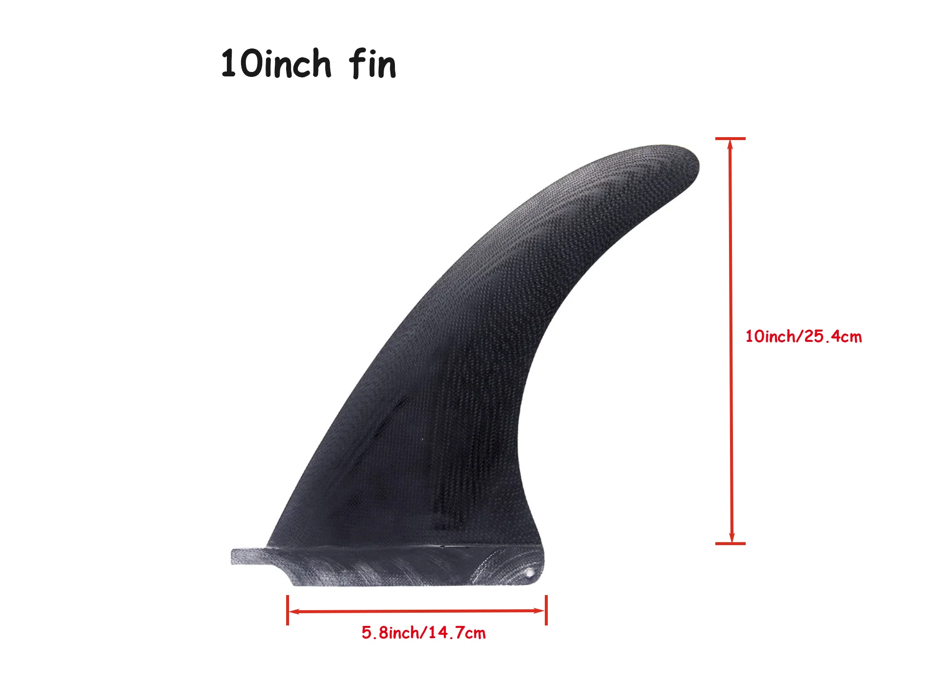9/10 Zoll Surf Longboard Finnen aus Fiberglas in Schwarz, Surfflosse, Einzelflosse für Surfbretter – Detail 4