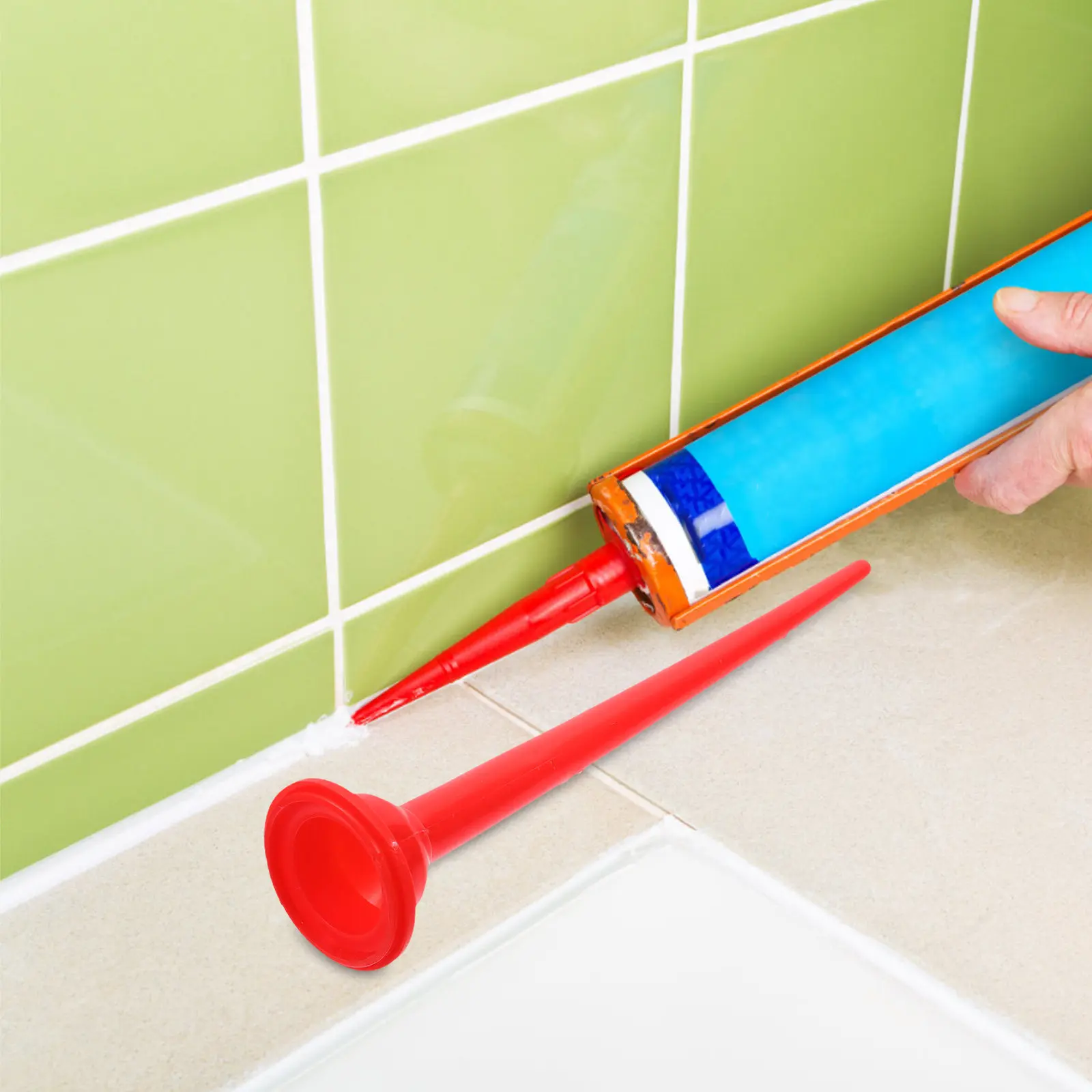 

2Pcs Extended Reach Long Sausage Nozzle Applicator Plastic Caulking Gun Extender Red Reusable Sealant Adhesive Tool Curved