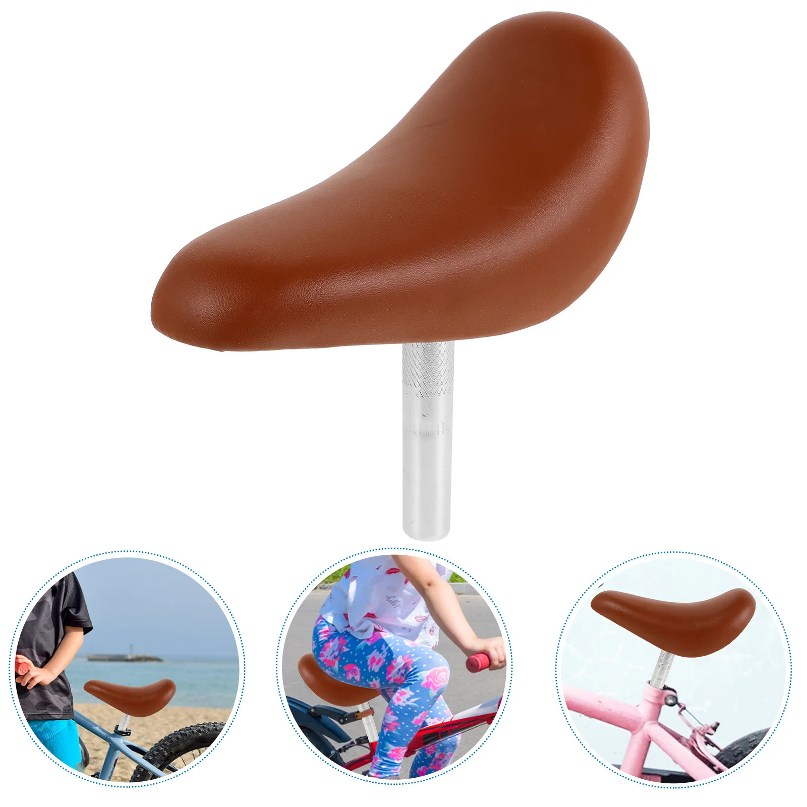 

Bike Seat Replacement Light Brown Extra Wide Soft PU Cushion Universal Fit for 's Bicycles and Balance Bike Comfort