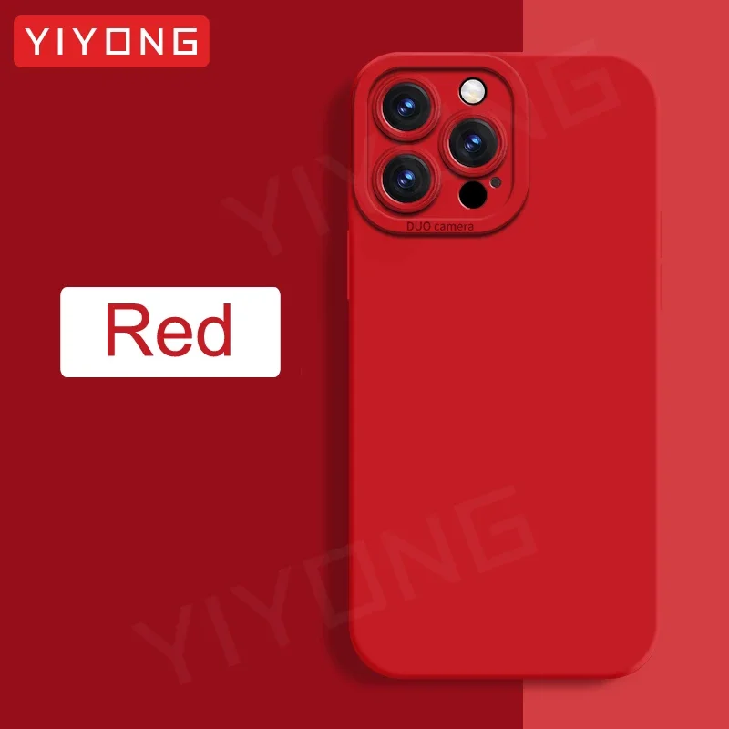 Handyhüllen für iPhone Air 17 16 18 Pro Max 17e 16e 15 14 Plus 13 Mini, YIYONG Quadratische Seidige Flüssigsilikon-Softcover – Detail 17