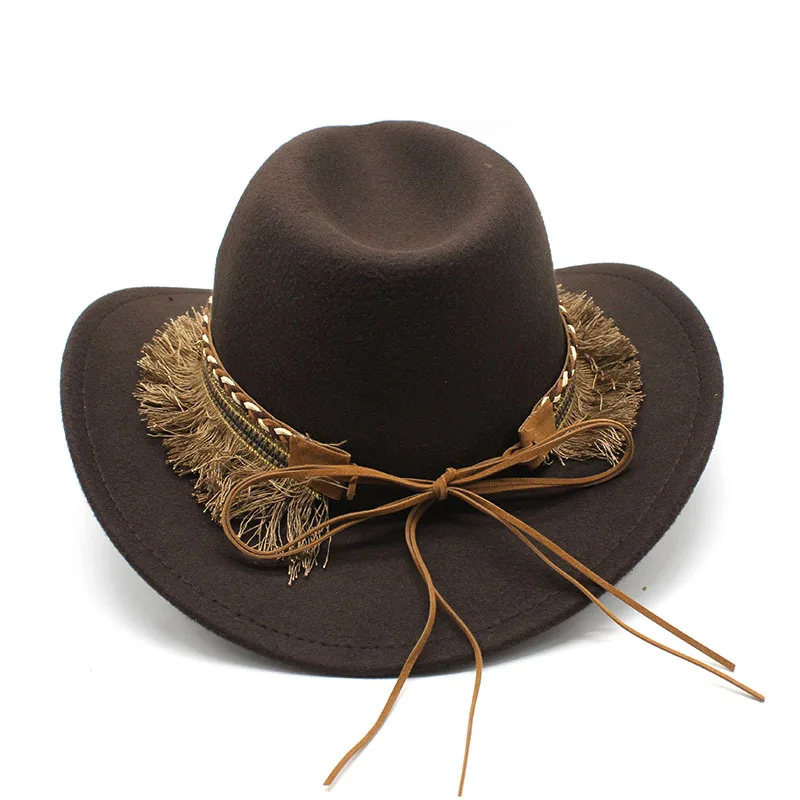 New British style belt soft felt hat for men and women top hat, flat brim gentleman hat, woolen jazz hat, western cowboy hat