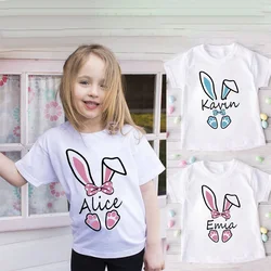 Personalized Kids Easter Shirt Custom Name Child Bunny T-Shirt Boys Girls Clothes Easter Party Brothers and Sisters Shirts