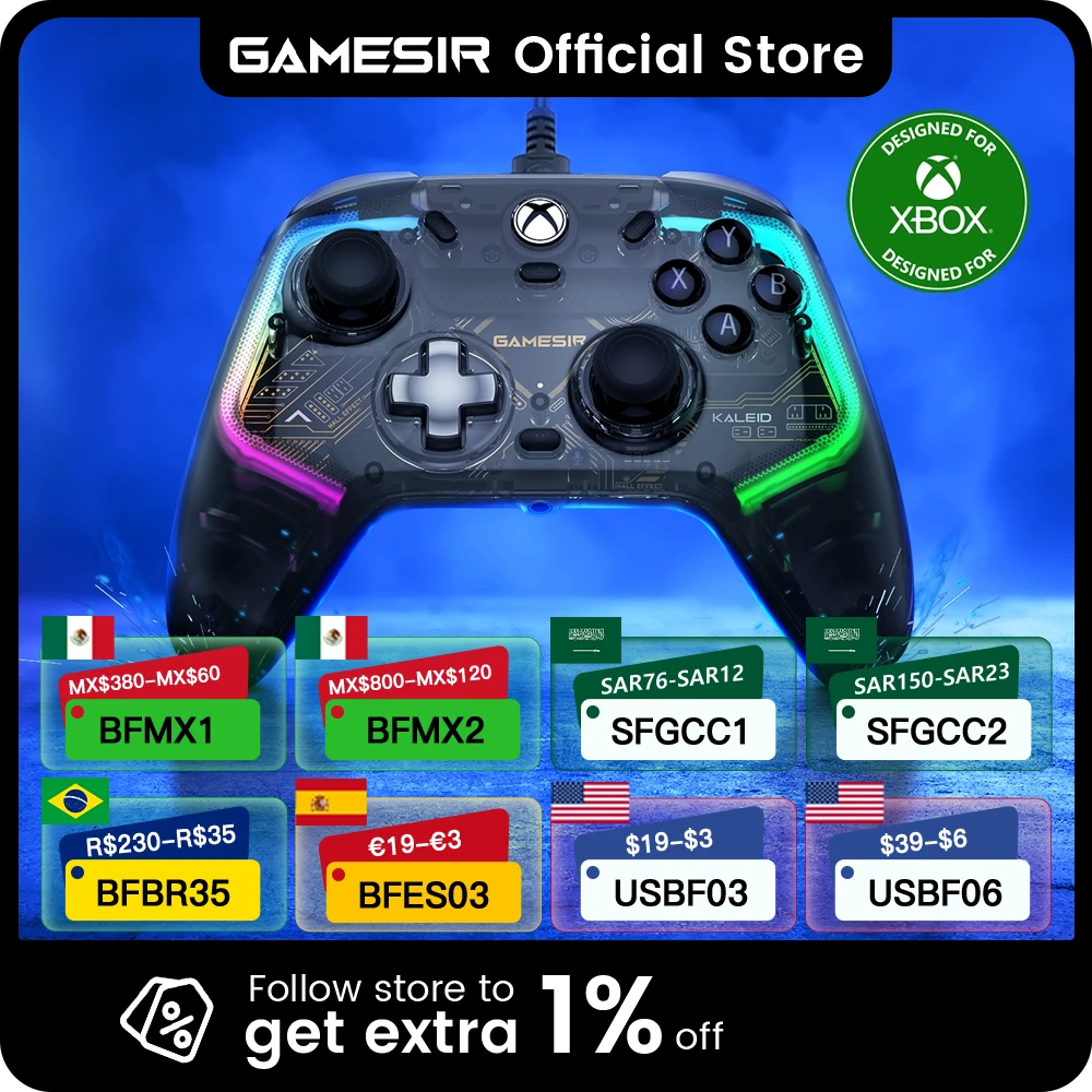 GameSir Kaleid Xbox Controller Wired Gamepad for Xbox Series X, Xbox Series S, Xbox One game console, with Hall Effect Joystick