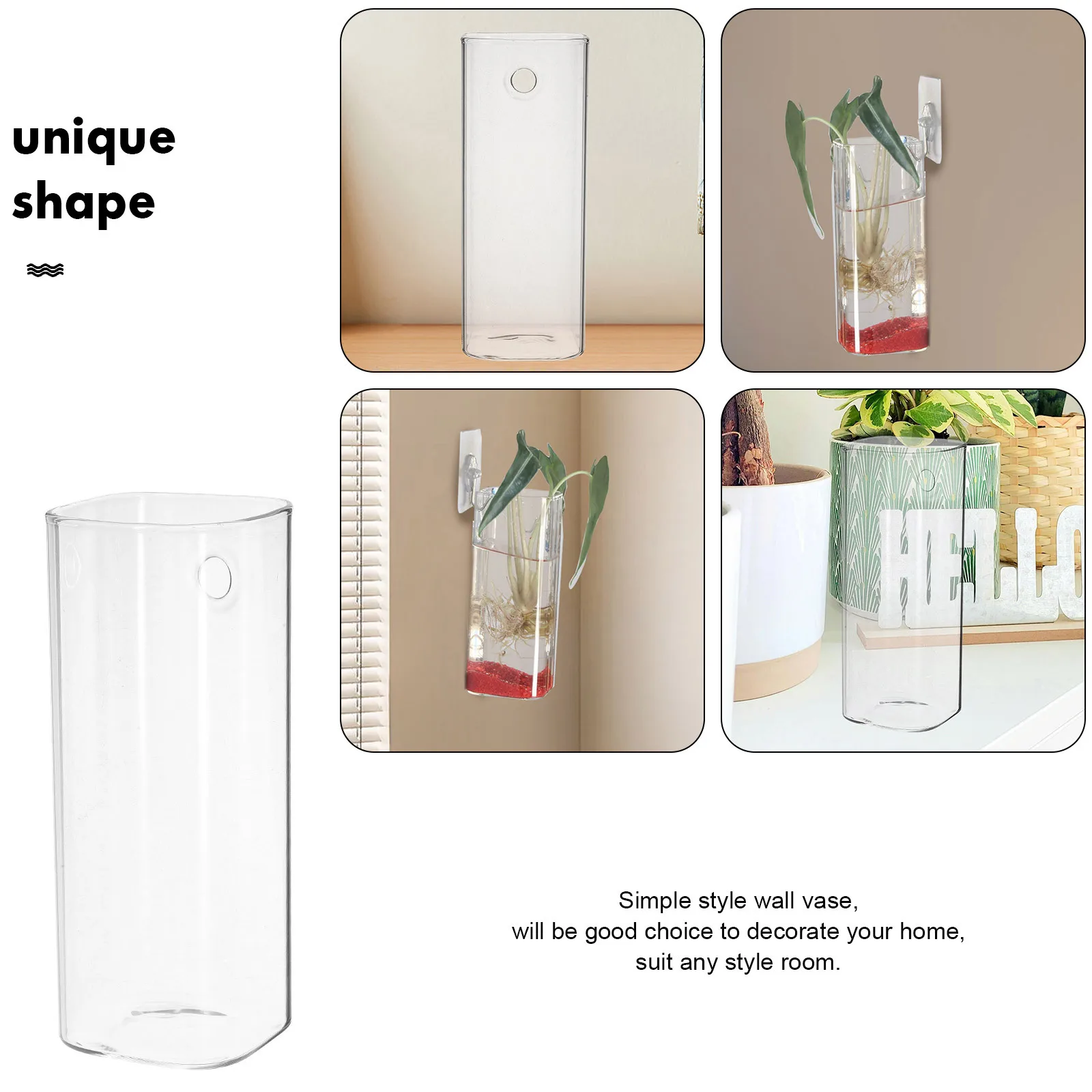 

Clear Glass Wall Planter Heart Shaped Vase Wall Mounted Hanging Vase Decorative Flower Holder for Fresh Bouquets and Greenery