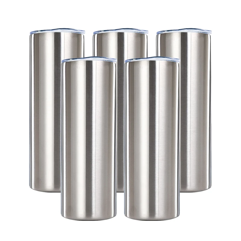 manufacturer custom logo 20oz 30oz stainless steel skinny vacuum insulated cups sublimation silver tumbler in bulk