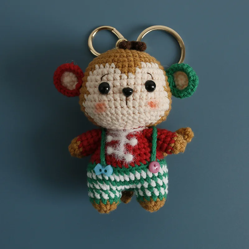 Gehäkelter Tier-Schlüsselanhänger, niedlicher handgewebter Anhänger, kreativer Mini-Stricktier-Schlüsselanhänger, Geschenk für Freunde – Detail 10