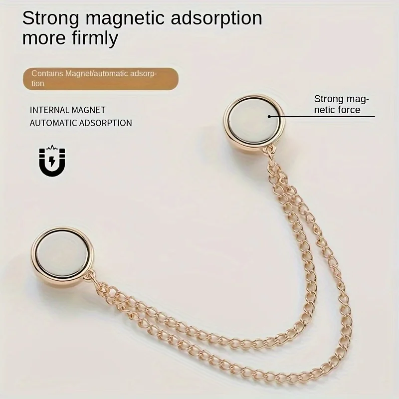 6 individuelle magnetische Kleidungsclips für Damen – verstellbares Kettendesign, kugelförmige Dekoration, geeignet für Hemden, Ärmel, Röcke – Detail 6