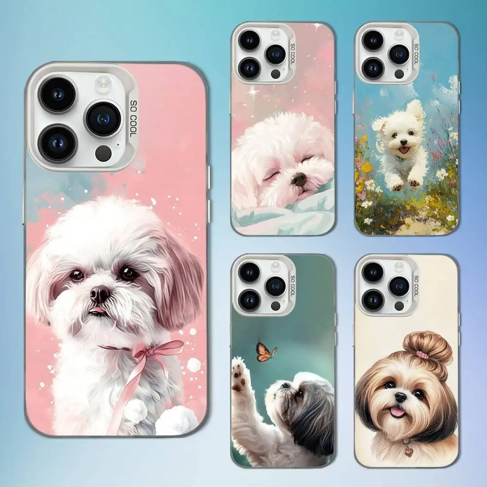 

Painting Art Shih Tzu Phone Case For iPhone 16,15,14,13,12,11,Mini,XS,Pro,SE,MAX White Matte Shockproof Cover