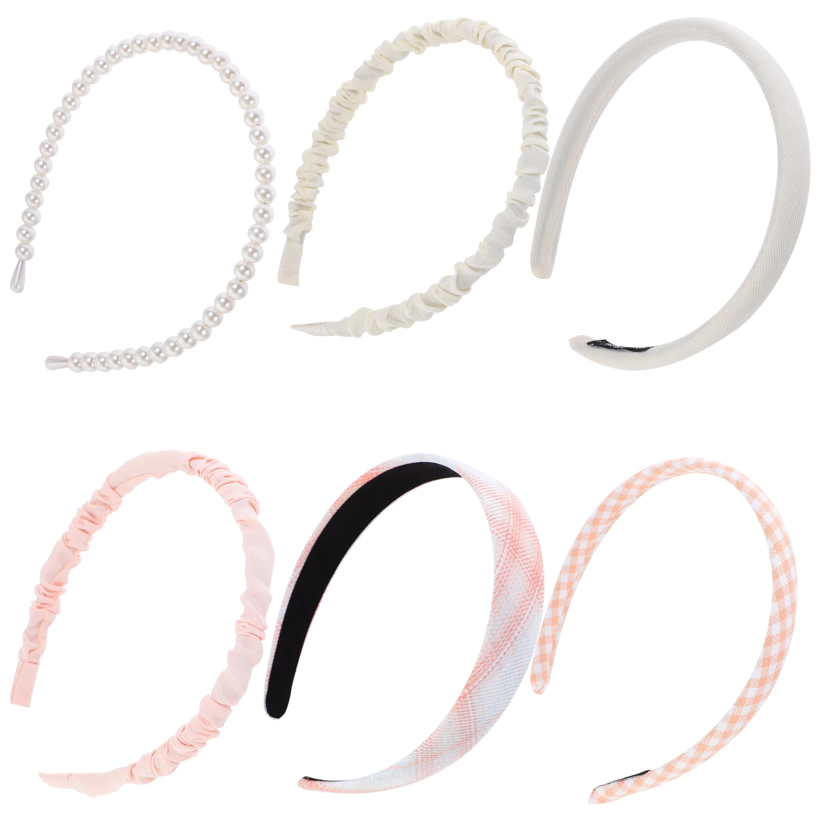 

6 pcs Women Headbands Short Hair Pink Floral Solid Girls Hair Accessories Stylish Decorative Plastic Beach Party Travel