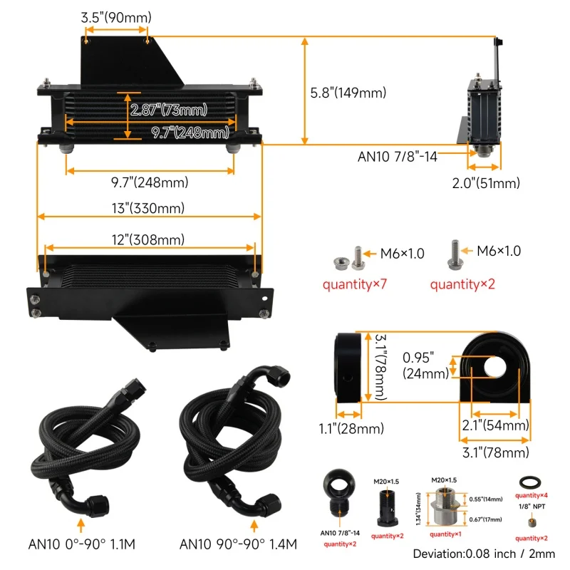 

Комплект 10-рядного масляного радиатора AN10 для Subaru Impreza WRX STi 2.0L 2,5 л 2001-2005 годов, серебристый/черный