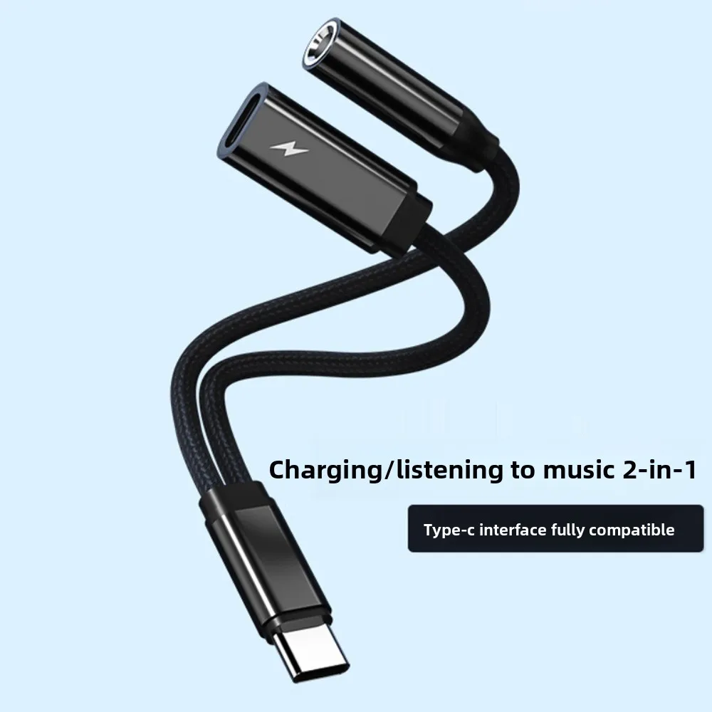 

PD 60W USB C To 3.5mm Adapter Universal Multi-Function 2 in 1 USB C Splitter High-Speed Dual Type Type-C To AUX Adapter