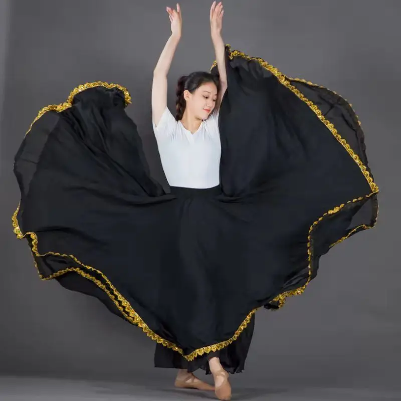 Women Ballroom Dancing Social Dance Half Length Skirt Square Dance Long Skirt Dance Competition Performance Costume 720 Degree