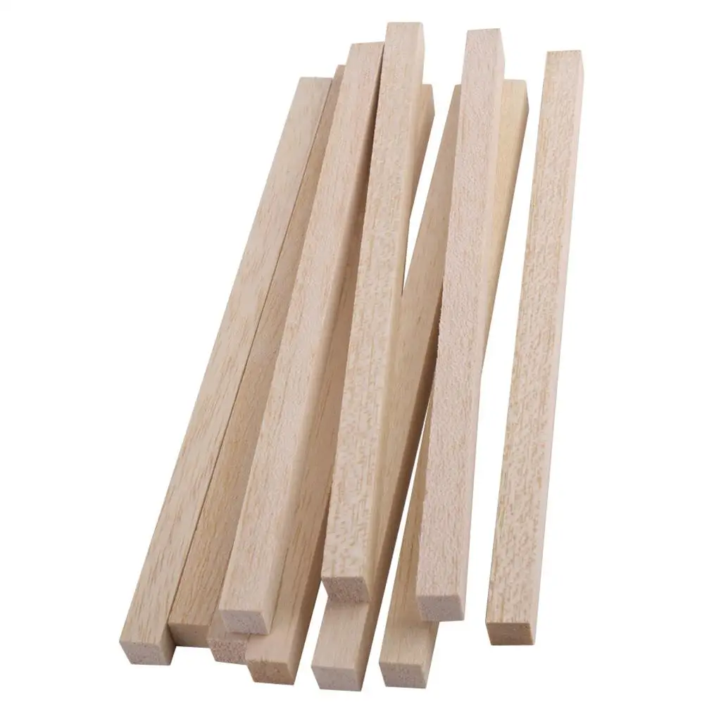 

10x Wooden Sticks Smoothed Cuboid Balsa Wood Modelling Rod Kids Hobby DIY 20cm