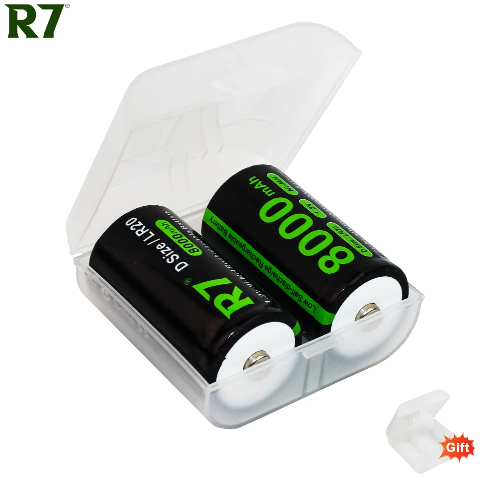 R7 D size rechargeable battery 8000mAh Type D battery R20 1.2V NI-MH rechargeable D batteries LR20 battery + LCD Charger