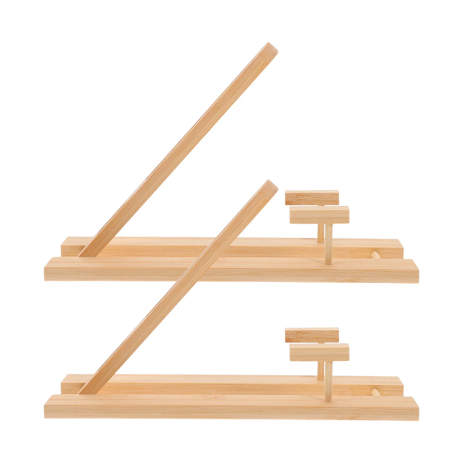 

2 Pcs Fan Portable Slide Display Rack Folding Stand Bracket Hand Chinese Holder Light Brown Frame