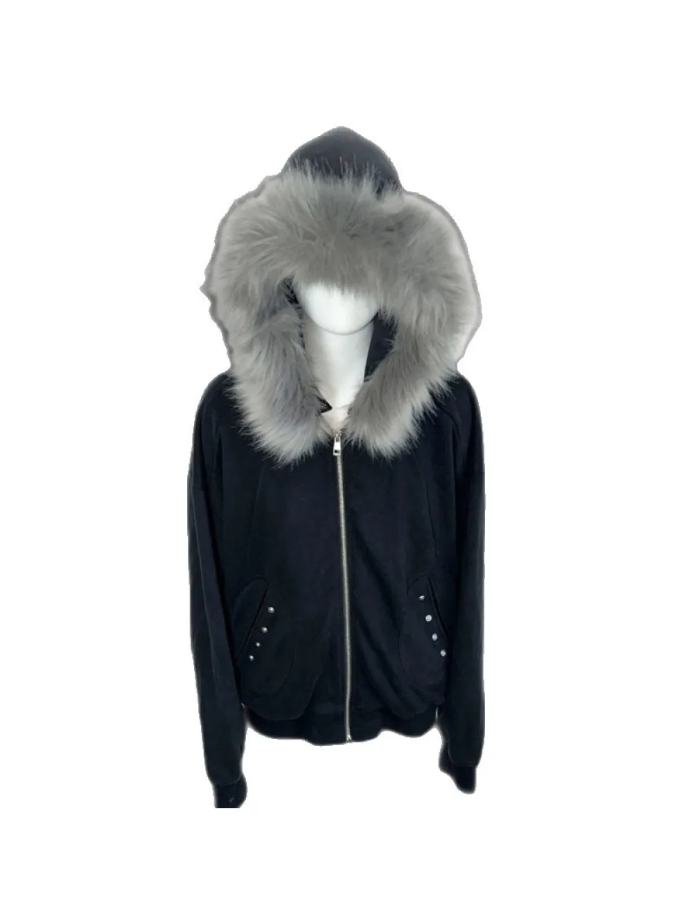 

Готический панк-кардиган с капюшоном и плюшевой отделкой, новинка 2026 года, на молнии, унисекс, свободный крой, в стиле BF, уличная куртка Y2K, модная