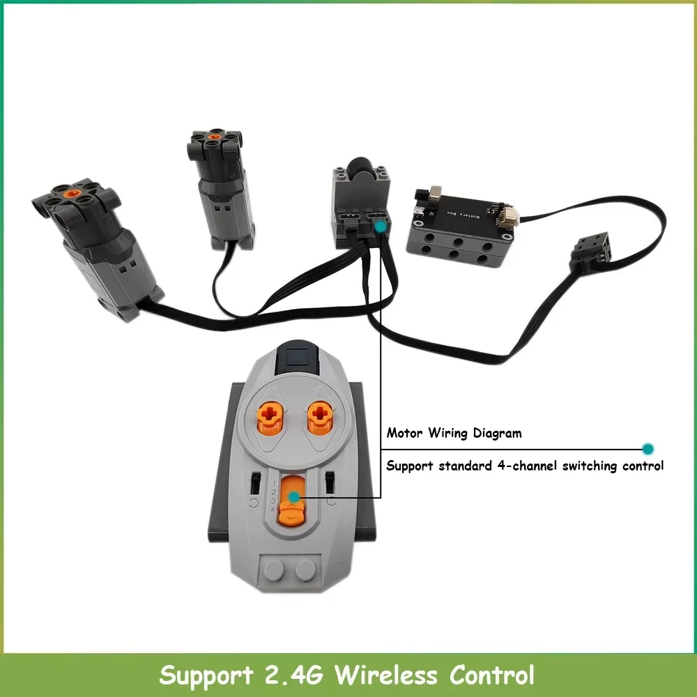 Caja de batería de 9V, soporte recargable MOC, salida de potencia del Motor M/L/XL, Control de avance/retroceso, Compatible con bloques de construcción Legoeds