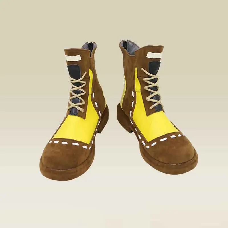 돈키호테 코스프레 신발 게임 림버스 컴퍼니 신발 노란색 스트랩 미들 부츠 롤플레잉 인조 가죽 부츠 다용도