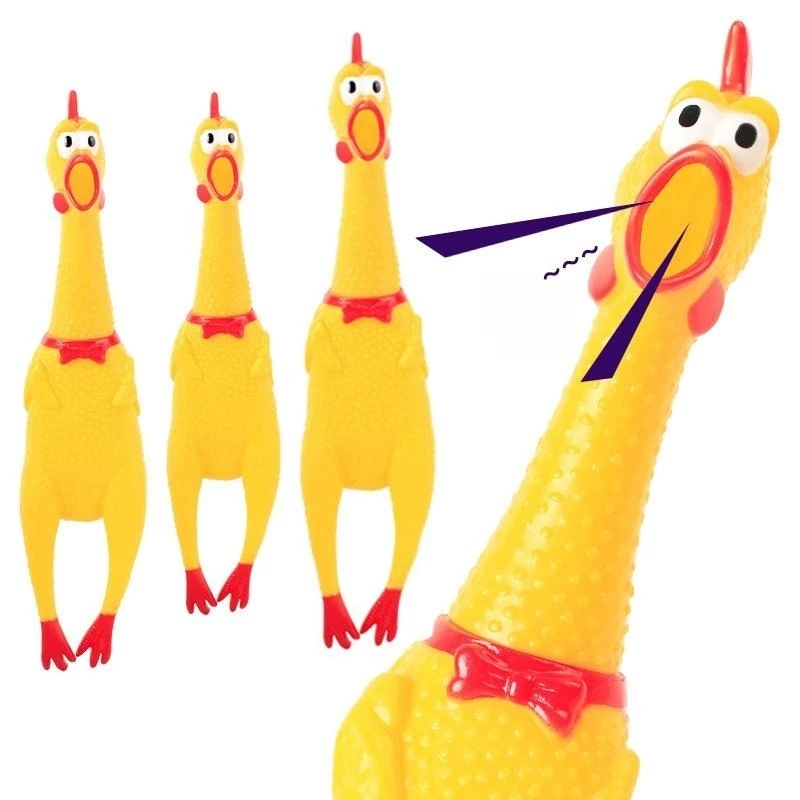 Dog Sounding Toy Screaming Chicken Pet Dog Toy Releasing Chicken Squeeze Sound Dog Chew Toy Durable Yellow Rubber 16CM 30CM 38CM