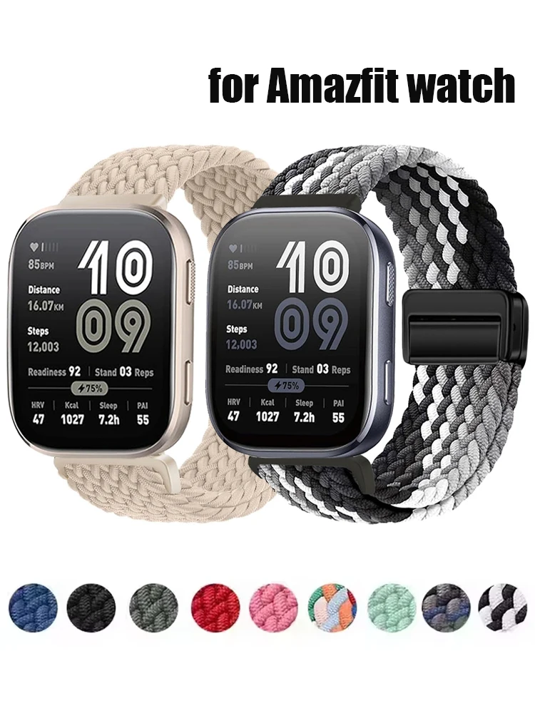 Pulseira Magnética Trançada para Amazfit Bip 6/5 GTS 2/3/4/Mini GTR 2/3/4/Pro e Helio Active 2 3 Acessório para Smartwatch Band