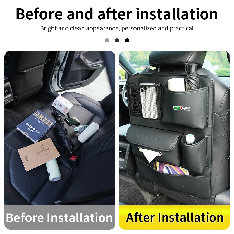 Car interior gadgets Seat Back Organizer PU Leather For Skoda VRS Octavia Superb Rapid Kodiaq Karoq Fabia Kamiq Roomster view 5