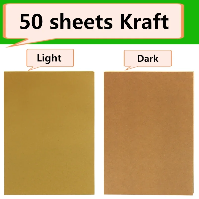 

Printing Self-adhesive Label 50 Sheets/package A4 Dark Light Brown Kraft Paper Carton Color Sticker Sticker Inkjet Laser